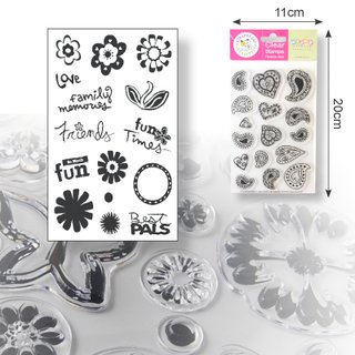 Clear Stamps Set flowers and phrases