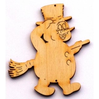 Schneemann mit Zylinder und Besen (Gr��e: 6 cm)