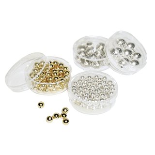 Plastik-Rundperlen gold/silber (Gr��e: 6 mm - 65 Stk., Farbe: gold)