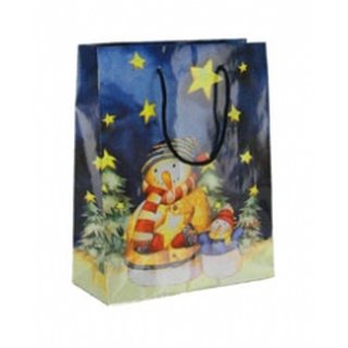 Tragetasche mit Schneemann-Aufdruck (8x18x23 cm)