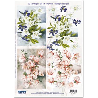 3D-Stanzbogen Blumen, Lilien und Magnolien