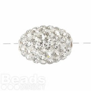 Shamballa beads oval 10x15 mm crystal