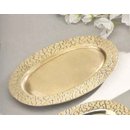Kerzenteller oval 20x11 cm Zierrand gold