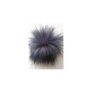 Kunstfell Pompon mit Druckknopf grau