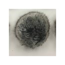 Kunstfell Pompon mit Druckknopf grau/schwarz