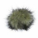 Kunstfell Pompon mit Druckknopf olive